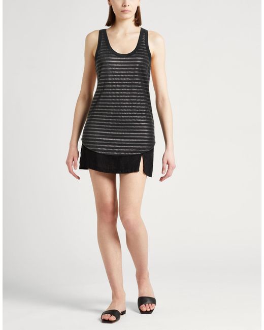 Majestic Filatures Black Tank Top Linen, Elastane