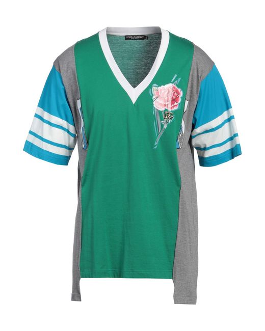 Dolce & Gabbana Green T-Shirt Cotton, Zamak for men