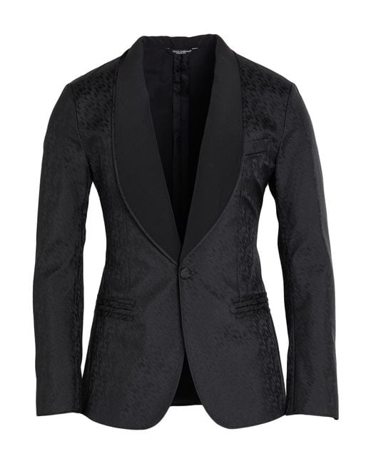 Dolce & Gabbana Black Blazer Silk, Polyester for men