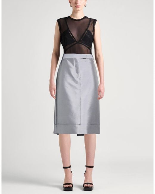 Thom Browne Gray Midi Skirt Wool, Silk