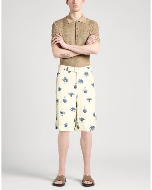 Jil Sander Natural Ivory Shorts & Bermuda Shorts Viscose, Polyester for men