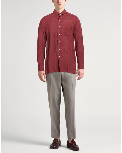 Massimo Alba Red Shirt Linen for men