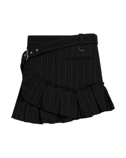 Isabel Marant Black Mini Skirt Cotton, Virgin Wool, Viscose