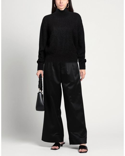 AVOLIO Milano Black Turtleneck Mohair Wool, Silk