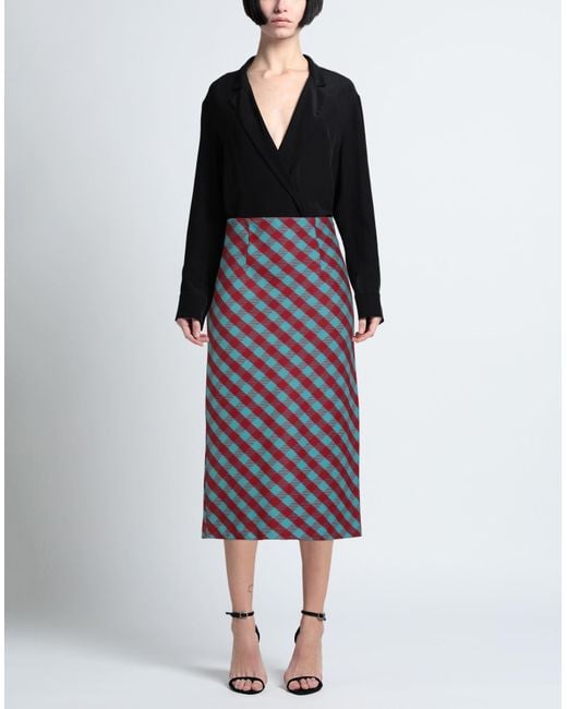 MILVA MI Blue Midi Skirt Acetate, Viscose, Wool