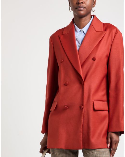 Rochas Red Rust Blazer Wool, Polyamide, Elastane