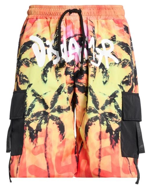 DISCLAIMER Orange Shorts & Bermuda Shorts Polyester for men