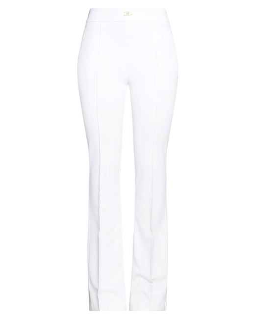 Elisabetta Franchi White Pants Polyester, Elastane