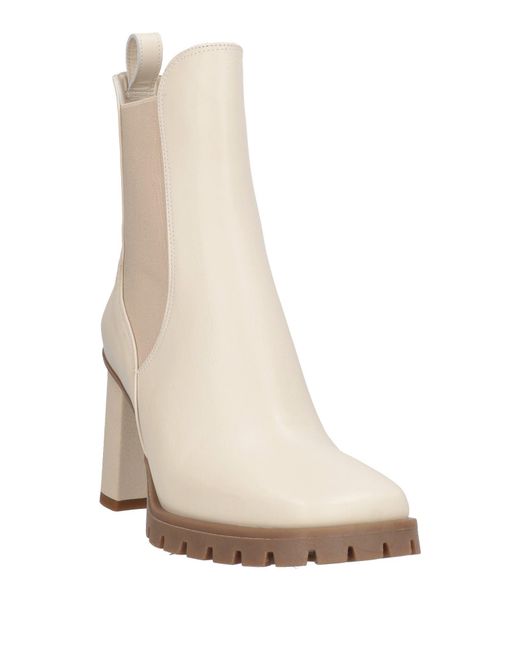 Lorenzo Mari Natural Ivory Ankle Boots Calfskin