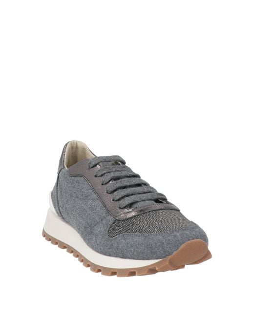 Brunello Cucinelli Gray Sneakers Textile Fibers, Brass