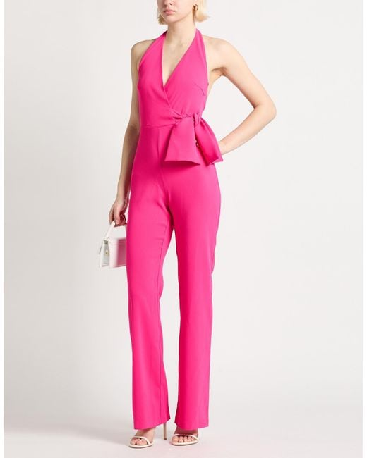Pinko Pink Fuchsia Jumpsuit Polyester, Elastane