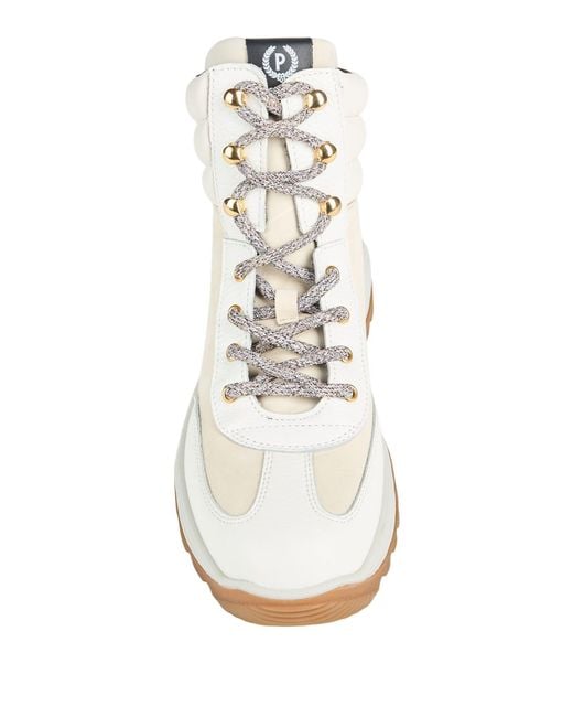Pollini White Ankle Boots Leather