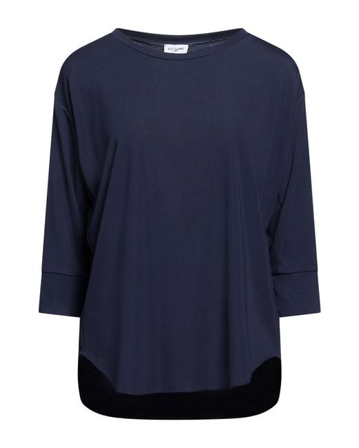 RUE DU BAC Blue T-Shirt Viscose, Polyamide, Elastane