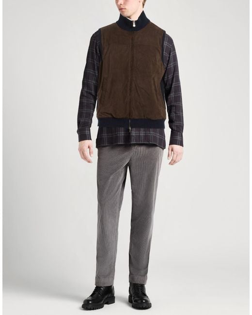 Fedeli Brown Vest Cashmere, Lambskin for men