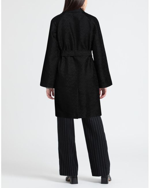 Pinko Black Overcoat & Trench Coat Polyester, Cotton