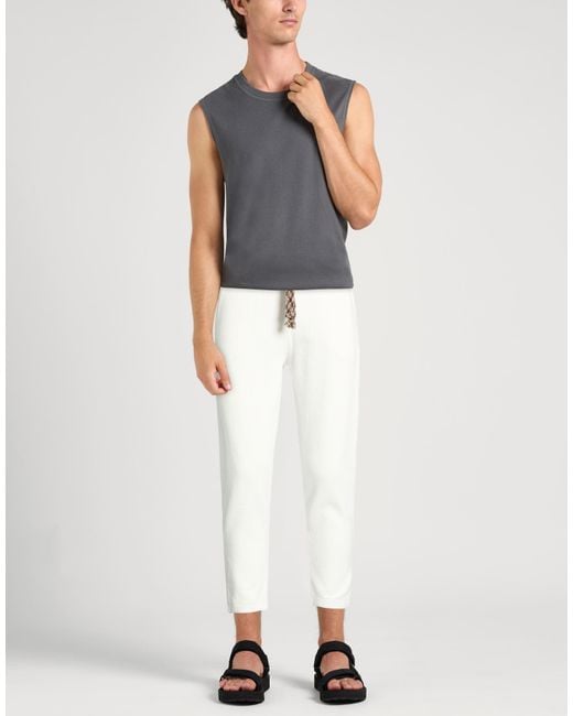Takeshy Kurosawa White Pants Cotton, Elastane for men