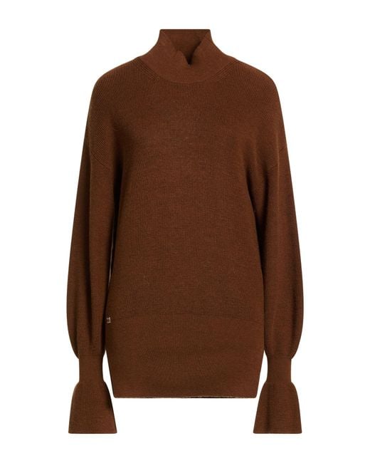 Manila Grace Brown Turtleneck Acrylic, Wool, Viscose
