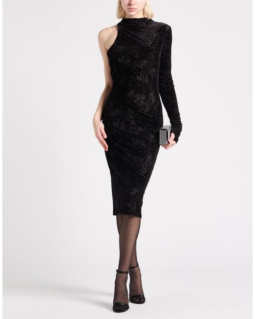 Patrizia Pepe Black Midi Dress Polyester, Polyamide, Elastane