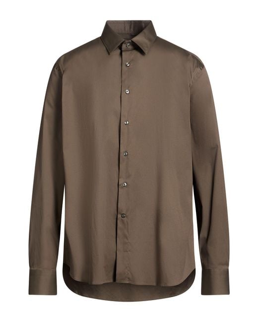 Canali Brown Shirt Cotton, Polyamide, Elastane for men