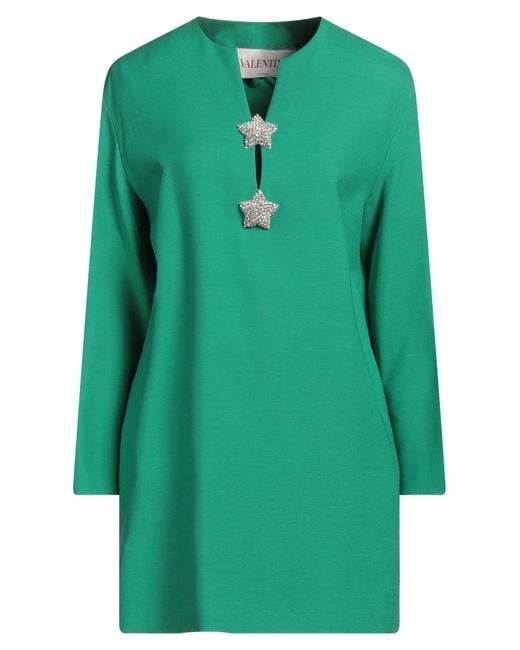 Valentino Garavani Green Mini Dress Virgin Wool, Silk