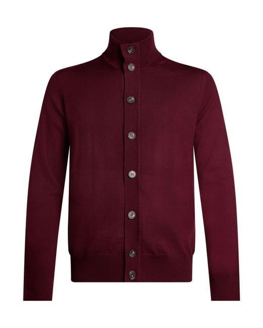 Alpha Studio Red Burgundy Cardigan Merino Wool for men