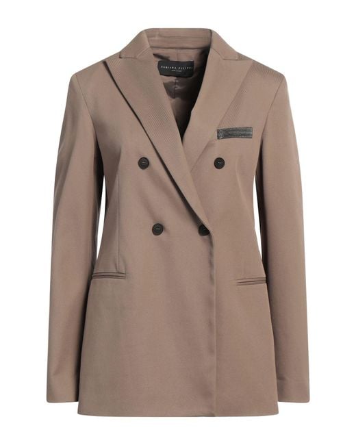 Fabiana Filippi Brown Khaki Blazer Cotton, Polyamide, Elastane, Ecobrass
