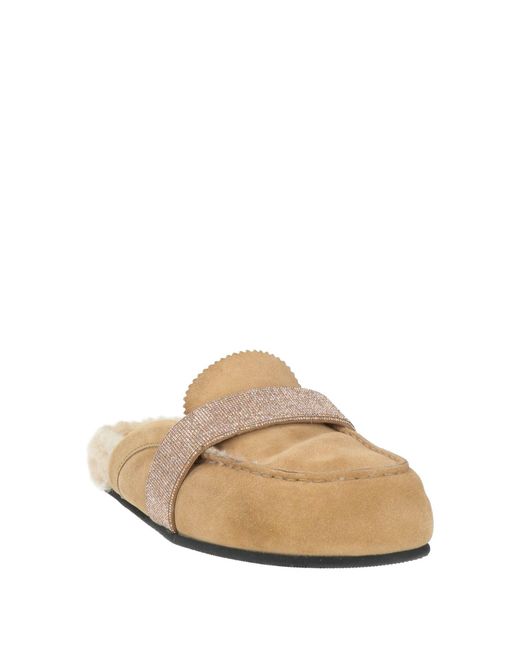 Eleventy White Camel Mules & Clogs Leather