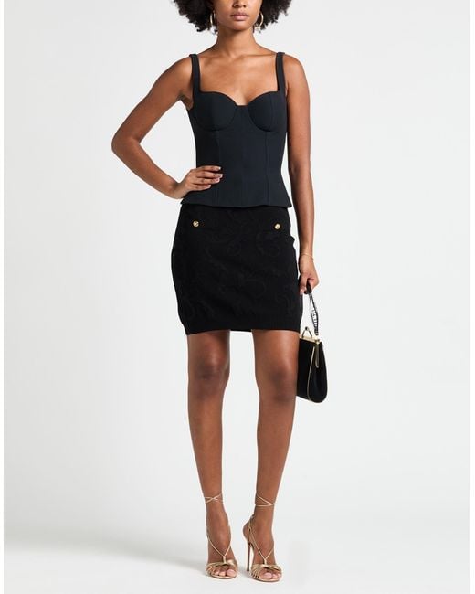 Versace Black Mini Skirt Viscose, Cotton, Polyester, Elastane, Polyamide