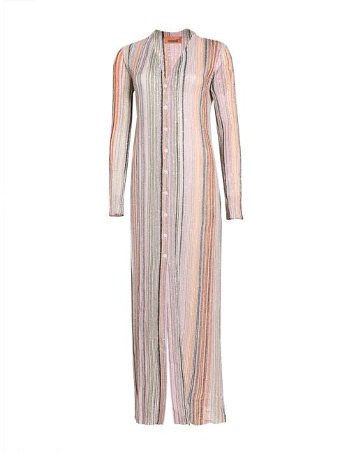 Missoni Pink Maxi Dress Viscose, Metal Fiber, Polyamide, Polyester