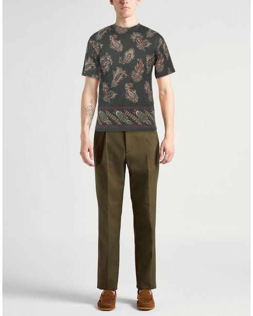 Etro Gray T-Shirt Girocollo Con Stampa Paisley for men