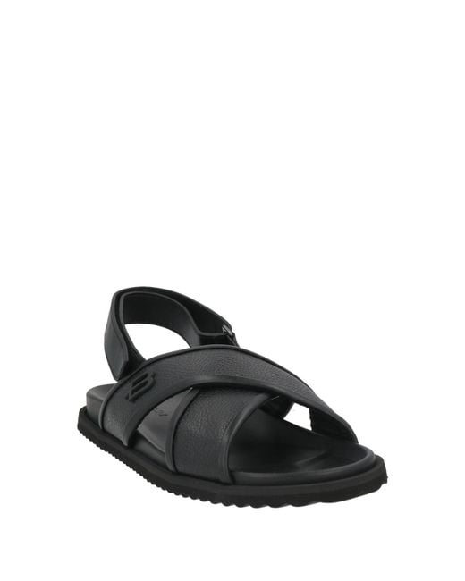Baldinini Black Sandals Leather, Calfskin for men