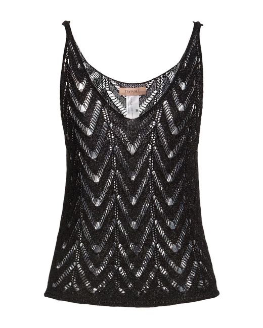 Twinset Black Top Viscose, Metallic Polyester