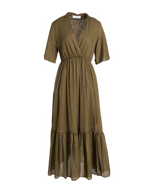 Kaos Green Military Midi Dress Cotton