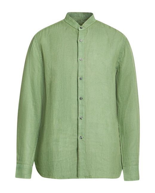 120% Lino Green Military Shirt Linen for men