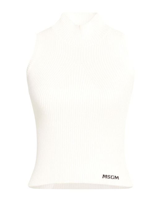 MSGM White Rollkragenpullover