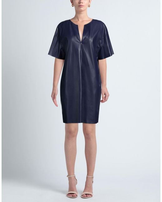 Violanti Blue Mini Dress Polyurethane, Polyester