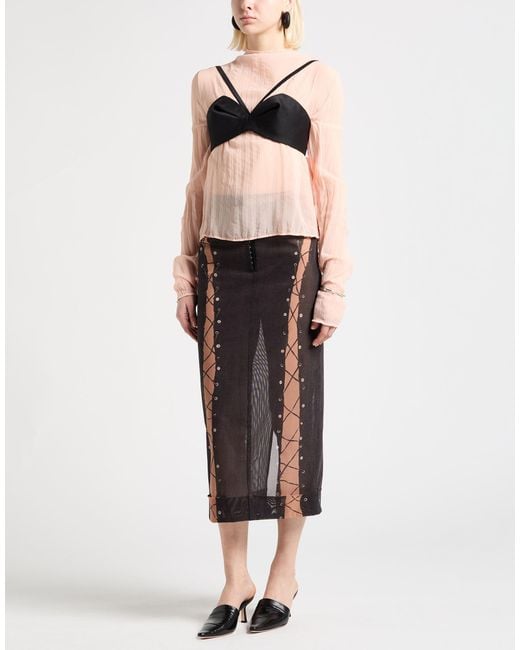 Acne Gray Dark Midi Skirt Nylon, Elastane