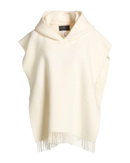 Brunello Cucinelli White Cashmere Cape Wool, Cashmere