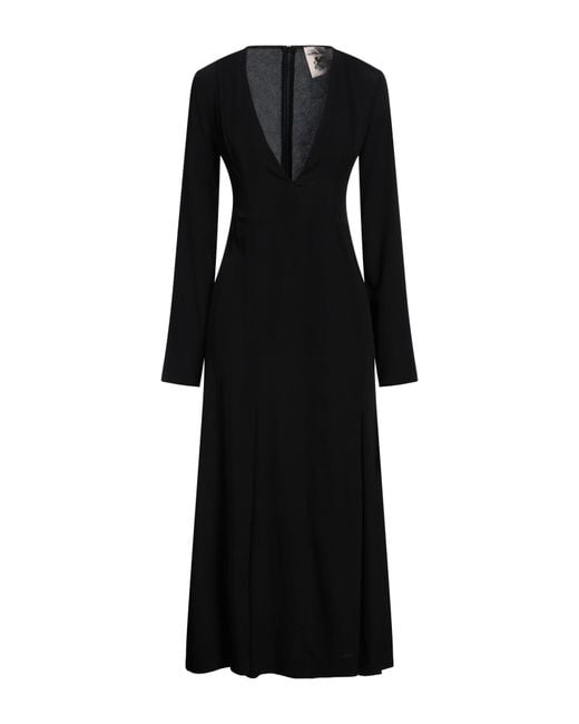 Semicouture Black Midi Dress Acetate, Silk
