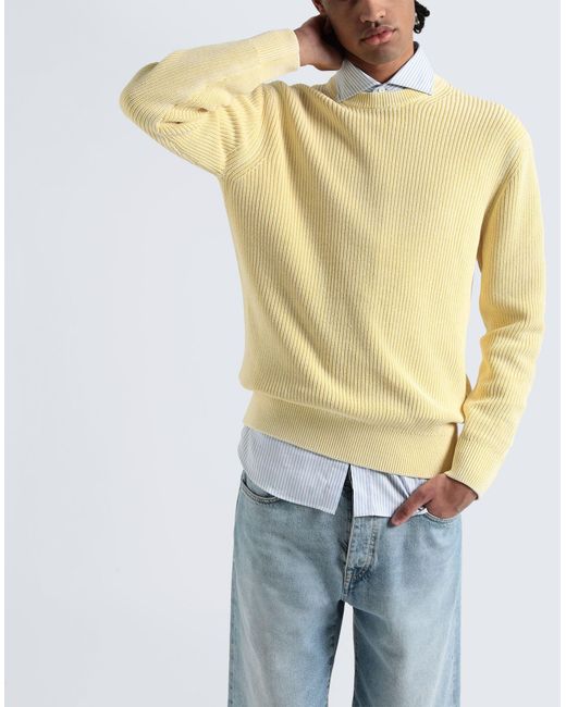 COS Yellow Stone-washed Knitted Sweater for men