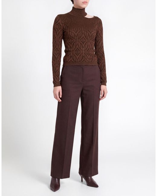 Akep Brown Turtleneck Viscose, Lyocell, Merino Wool, Metallic Fiber, Polyamide