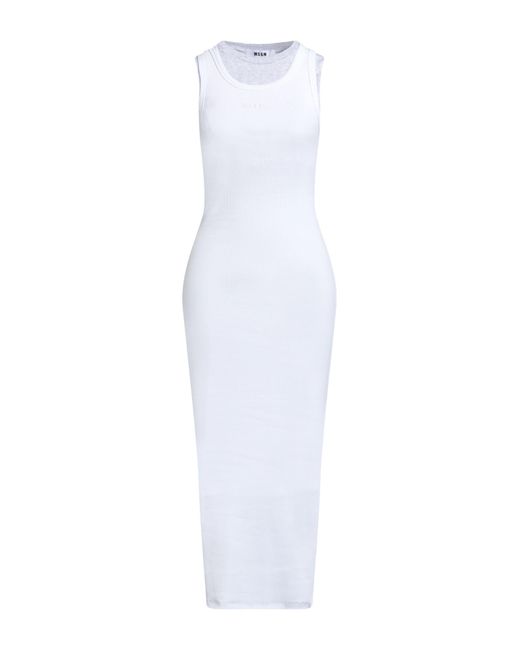 MSGM White Midi Dress Cotton, Elastane