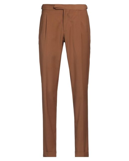 Santaniello Brown Camel Pants Polyester, Wool, Elastane for men