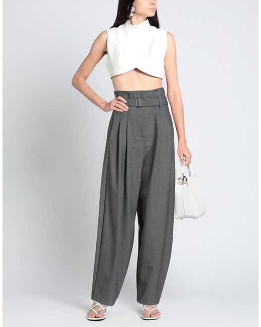 SOLOTRE Gray Pants Polyester, Virgin Wool, Elastane
