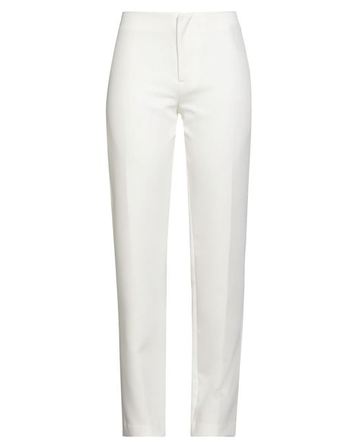 Hevò White Pants Polyester, Elastic Fibres