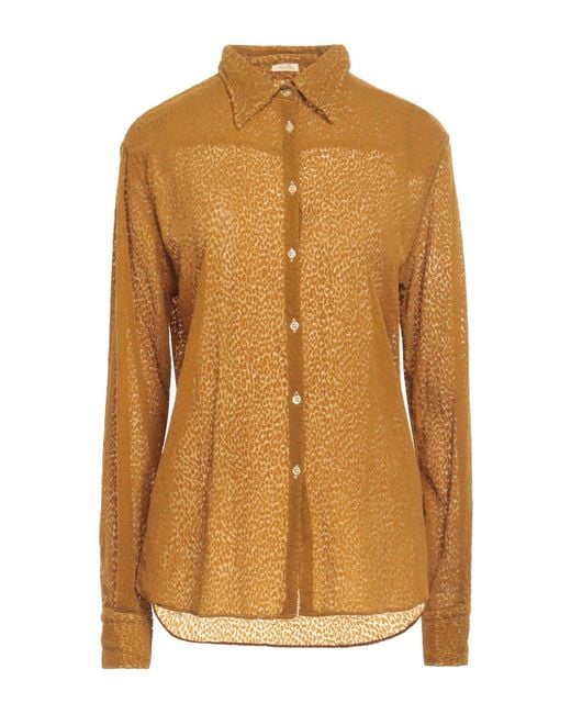 Massimo Alba Yellow Mustard Shirt Polyamide, Silk