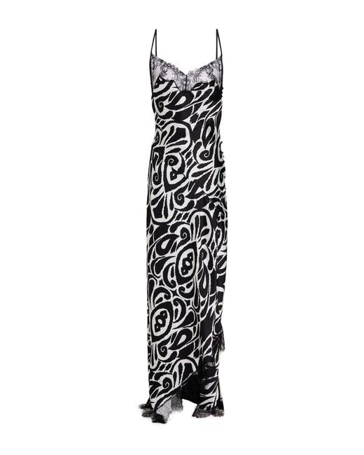 Nicholas White Maxikleid aus satin mit spitzenbesatz und print