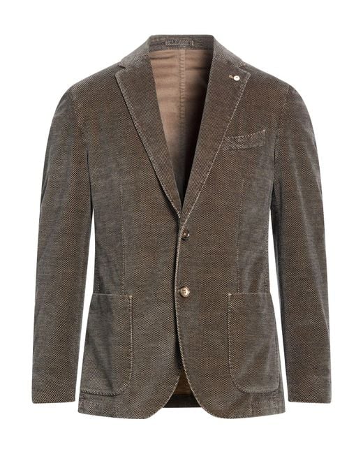 L.b.m. 1911 Brown Taupe Blazer Cotton, Elastane for men