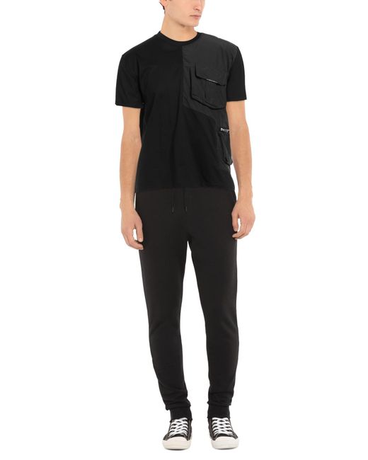 Les Hommes Black T-Shirt Cotton, Polyester for men