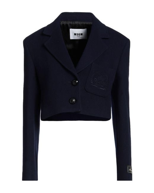 MSGM Blue Blazer Virgin Wool, Polyamide